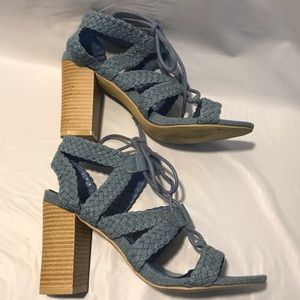 Leila Stone Blue Denim Sandals Size 6.5